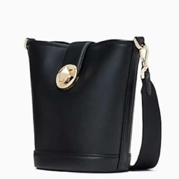 Kate Spade Audrey Mini Bucket Bag smooth black leather gold plated hardware - Picture 2 of 9